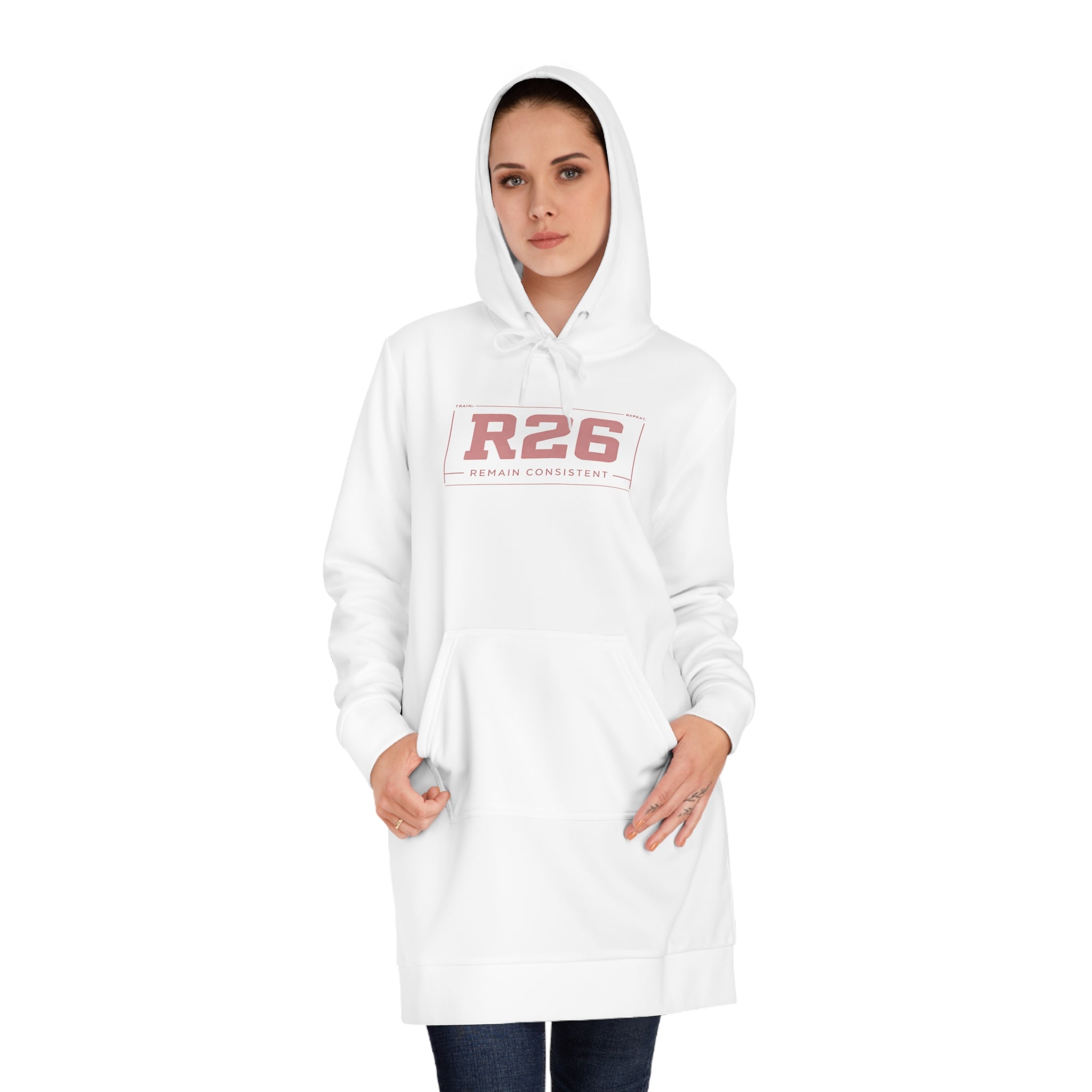 R26 'Remain Consistent' Women's Hoodie Dress — Cozy Casual Pullover Dress