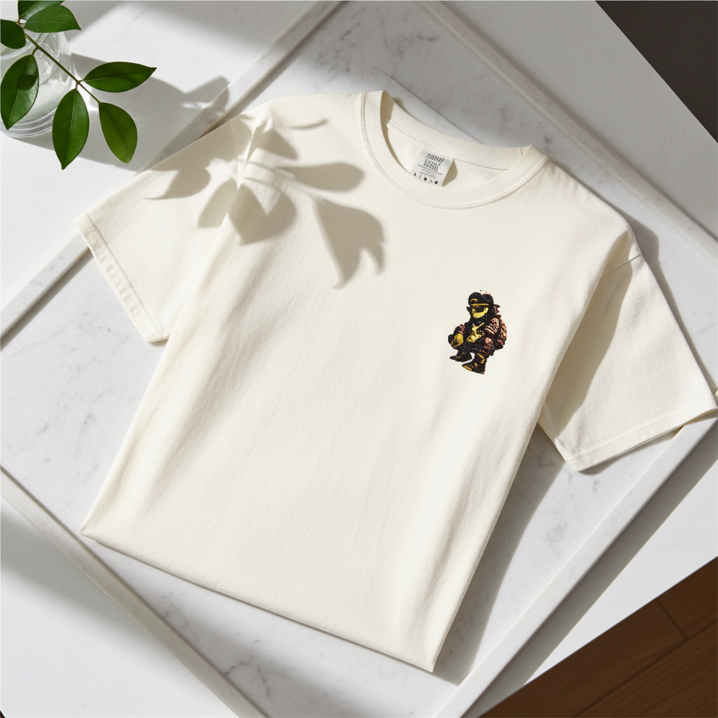 Small left chest pixel knight print on retro gaming t-shirt