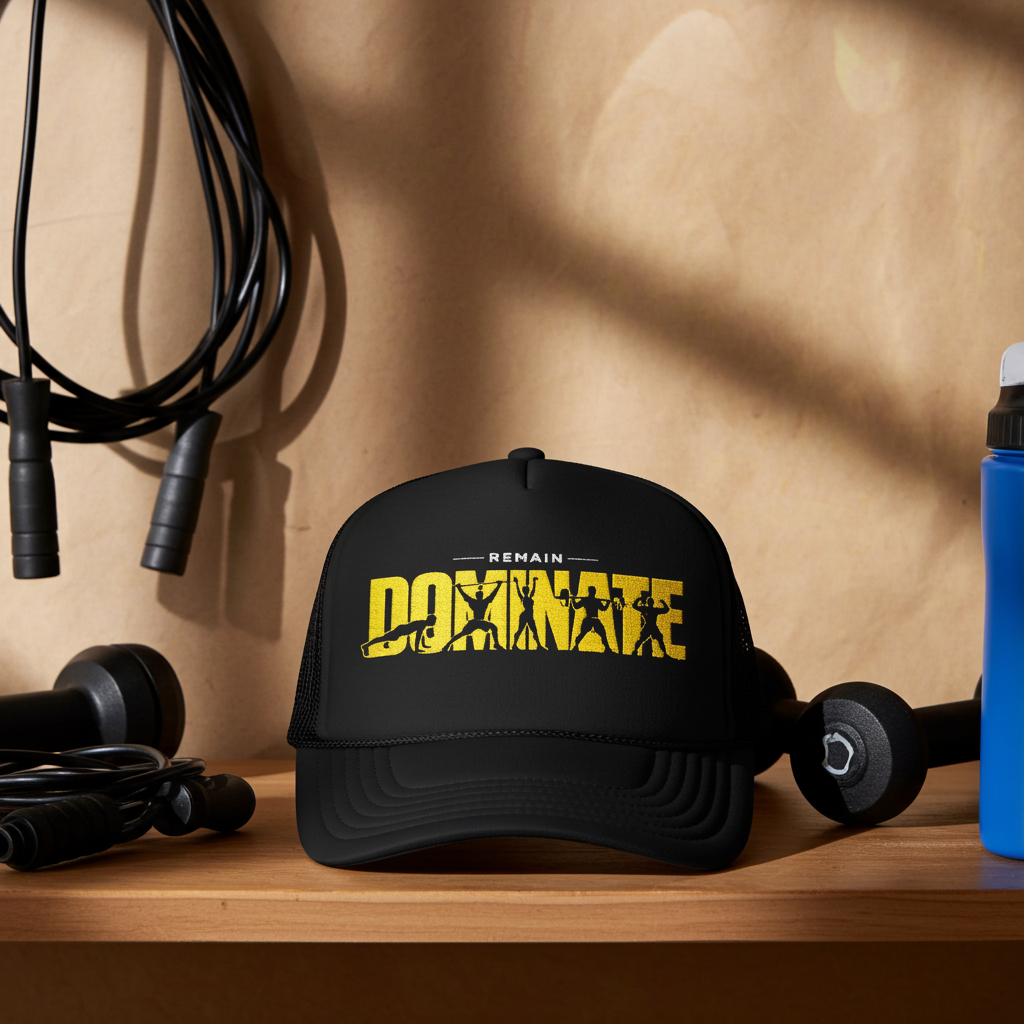 Remain Dominant Trucker Hat | Embroidered Foam Mesh