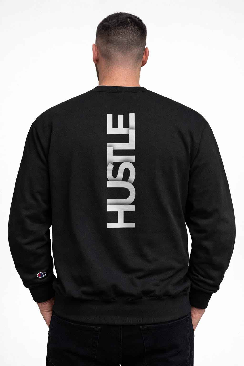 HUSTLE vertical back print Sweatshirt | Motivational streetwear, Grey
