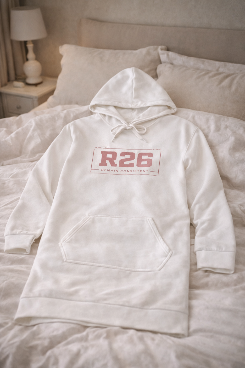 Women's R26 hoodie dress featuring Remain Consistent message