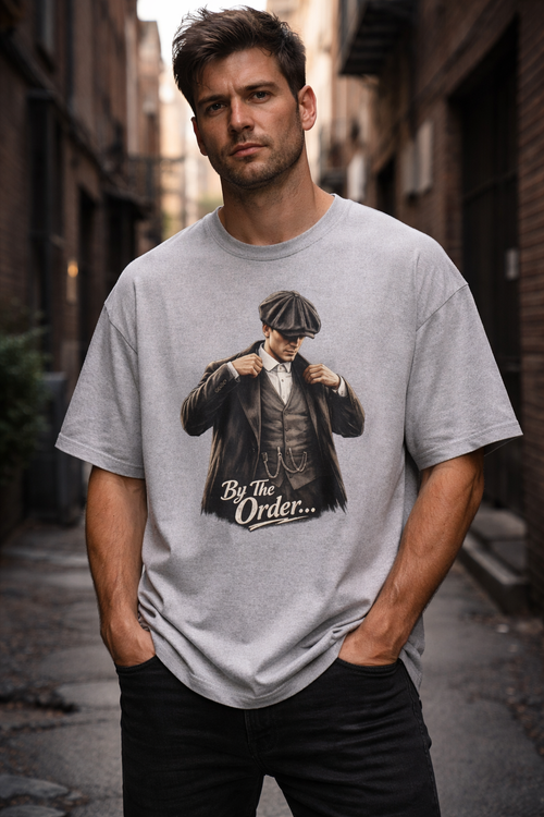 Peaky Blinders inspired vintage gangster portrait on tee